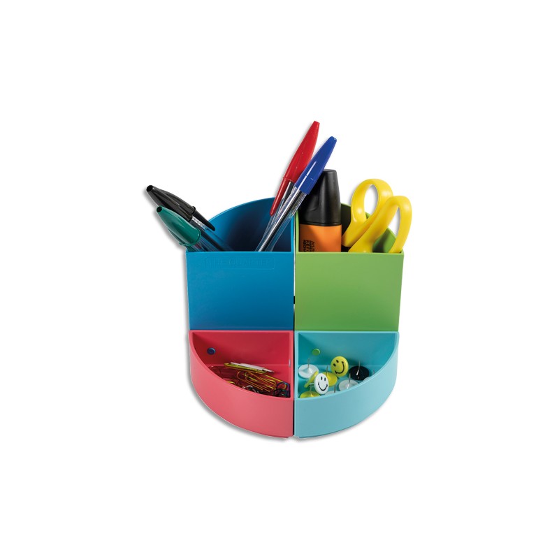 EXACOMPTA Pot à crayons modulable 4 quartiers qui peuvent être combinés ensemble ou superposés