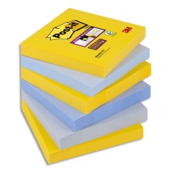 POST-IT Lots de 6 Notes Super Sticky POST-IT® couleurs NEW YORK 90 feuilles - 76 x 76 mm