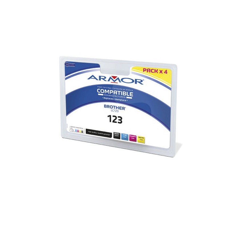 OWA Pack de 4 cartouches compatibles BROTHER couleur LC123 K10344OW