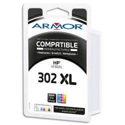 ARMOR Multipack de 4 cartouches compatibles Noir + 3 couleurs HP 302XL B10497R1