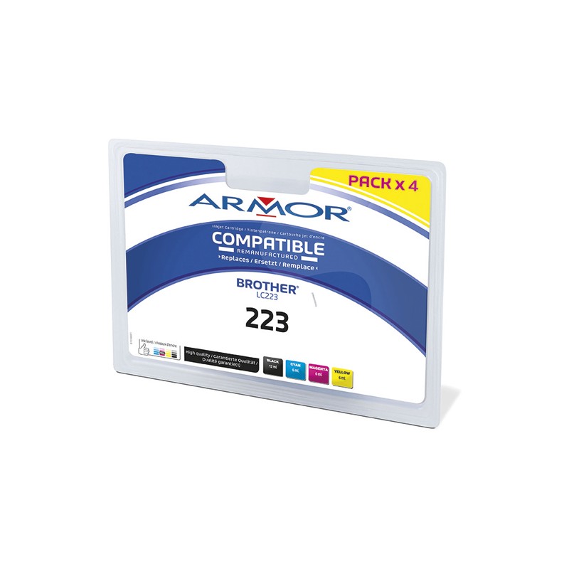 OWA Pack de 4 cartouches compatible Jet d'encre BROTHER LC223 K10388OW