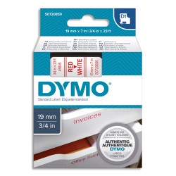 DYMO Ruban D1 Rouge/Blanc 19MMX7M pour 1000/1000+/2000/3500/4500/5000/5526