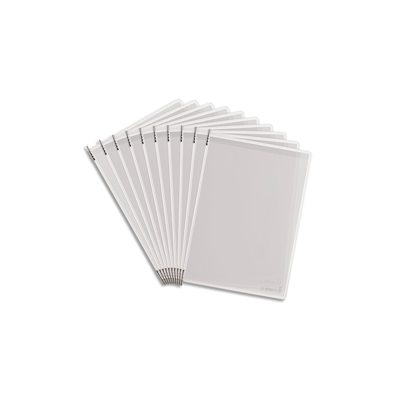 TARIFOLD Sachet de 10 poches à pivot Sterifold en PVC. Format A4. Coloris Blanc