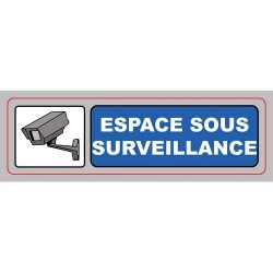 VISO Plaque de signalisation auto-adhésive en aluminium 17 x 5cm - Espace sous surveillance