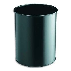 DURABLE Corbeille à papier ronde en métal - 15 litres - ø26 x H31,5 cm - Noir