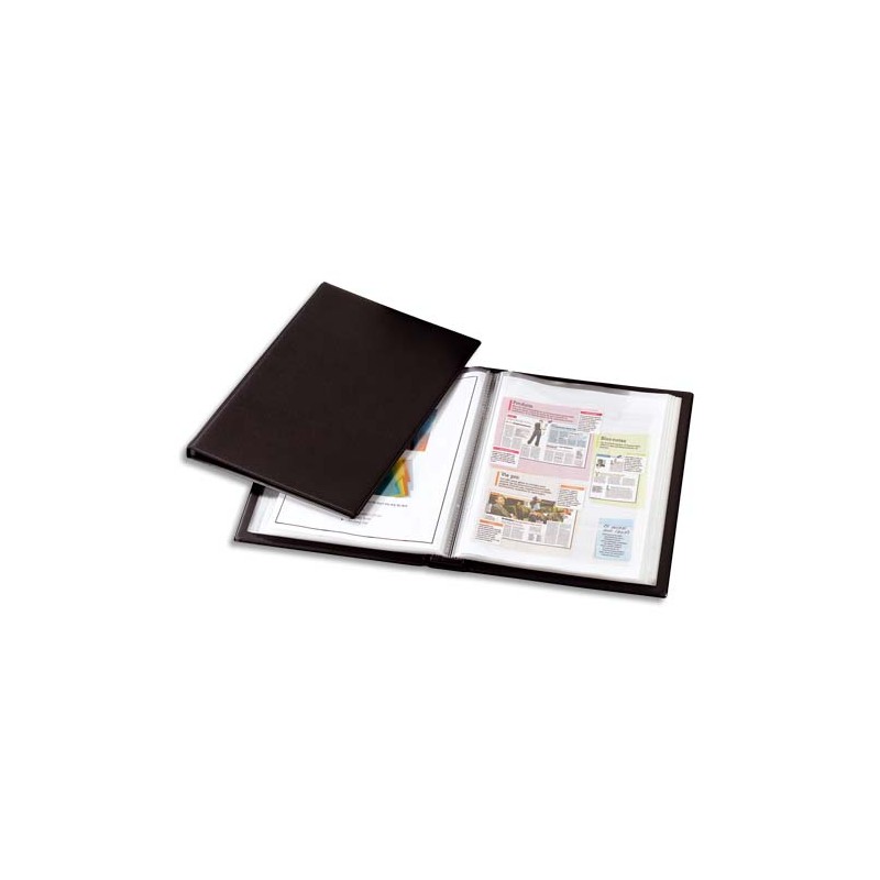 OXFORD Protège documents à faisceaux VOLTIPLAST 120 vues, 60 pochettes en PVC opaque 40/10e. Coloris Noir
