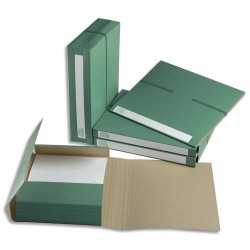 EXTENDOS Dossier pour archivage à 3 rabats, dos de 6 cm, en carton Vert, fermeture par élastique