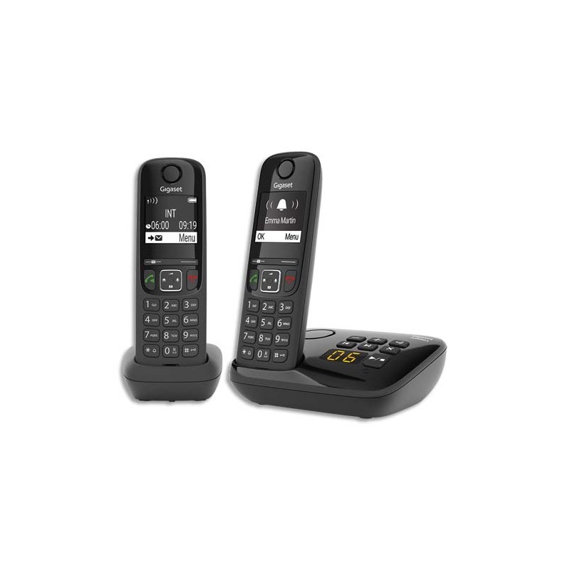 GIGASET Téléphone sans fil AS690A avec répondeur Duo Noir AS690ADuoNoir