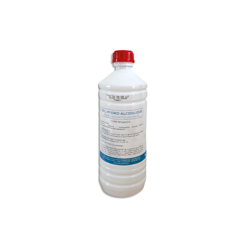 Bouteille 1L gel hydroalcoolique pour la désinfection mains et surfaces