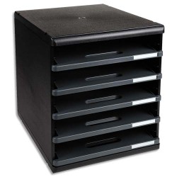 EXACOMPTA Module de classement 5 tiroirs ouverts, format A4 +. Dim: L28,8 x H32 x P35 cm. Coloris Noir