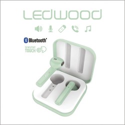 LEDWOOD Ecouteurs intra-auriculaires sans fil Vert Clair, touch contôle, USB TYPE-C