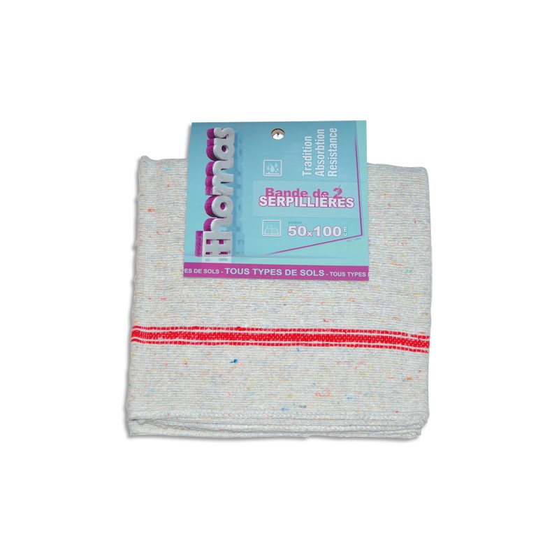 BROSSERIE THOMAS Carton de 15 Serpillières Tradition écrues en coton et polyester L50 x H0,5 x P100 cm