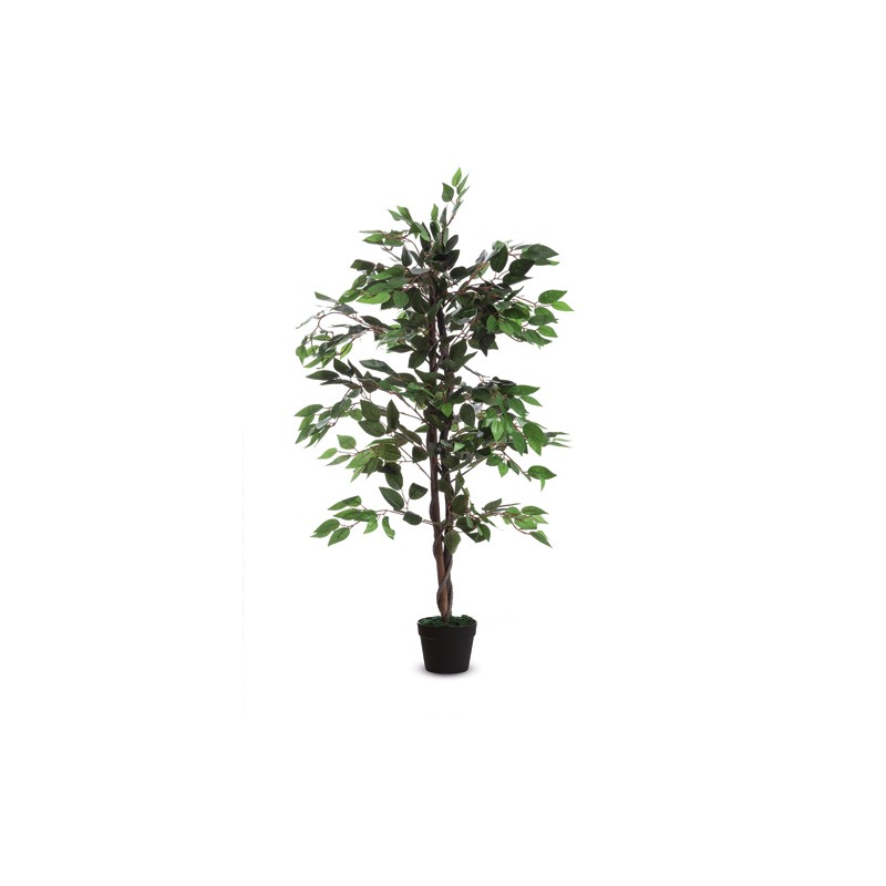 PAPERFLOW Plante artificielle Ficus feuillage en polyester Vert, livré dans pot standard, Hauteur 120 cm