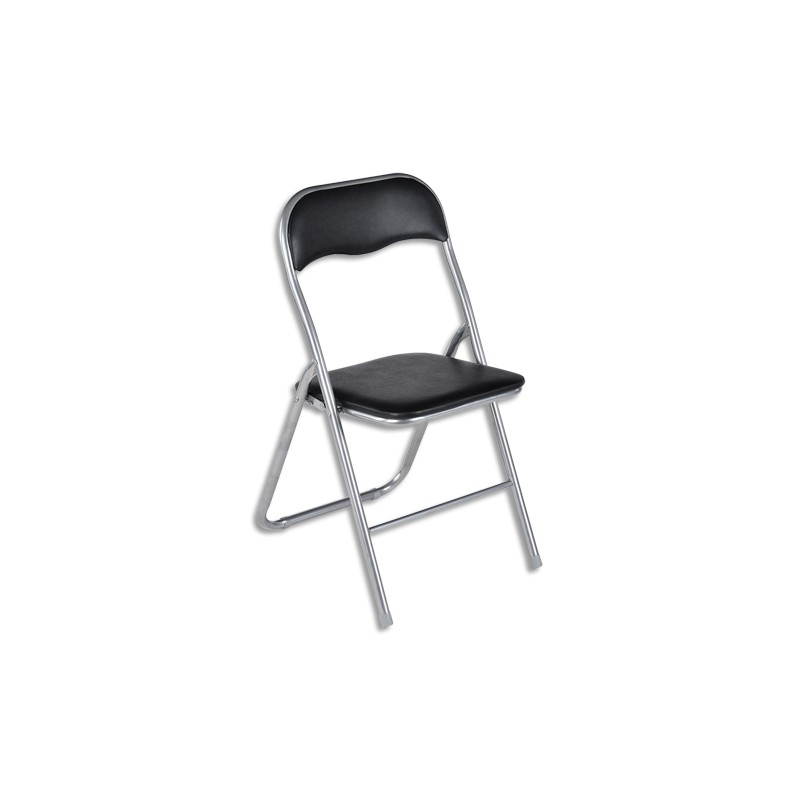 Lot de 6 chaises pliantes Juny en PVC Noir, structure en acier peinte en gris aluminium