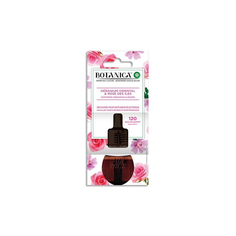 AIR WICK Recharge 19 ml parfum Rose des îles et Géranium oriental pour diffuseur  électrique Botanica