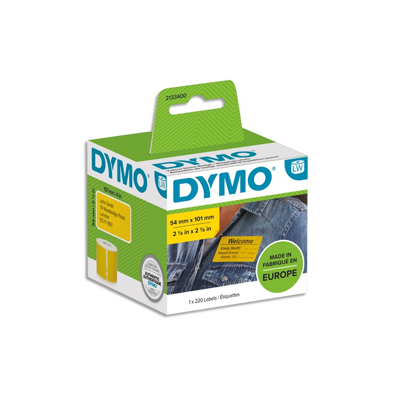 DYMO Rouleau de 220 étiquettes LabelWriter badges Noir/Jaune 101x54mm 2133400