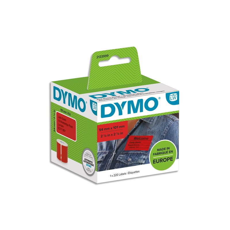 DYMO Rouleau de 220 étiquettes LabelWriter badges Noir/Rouge 101x54mm 2133399