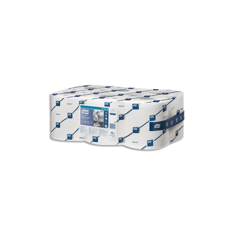 TORK Lot de 6 Bobines Maxi Reflex papier d'essuyage à dévidage central feuille à feuille 114m 1 pli Blanc