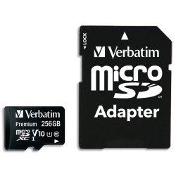 VERBATIM Carte micro SDXC 256Go + adaptateur 44087