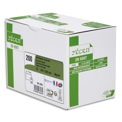 GPV Boîte de 200 enveloppes recyclées extra Blanches Erapure, format C5 162x229mm 80g