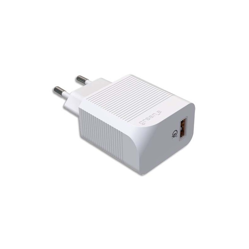 GREEN-E Prise secteur USB-A Qualcomm 3.0/charge rapide Blanche 3A, 18W GR6016