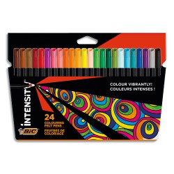 BIC Pochette de 24 crayons de couleurs INTENSITY UP assortis, corps triangulaire