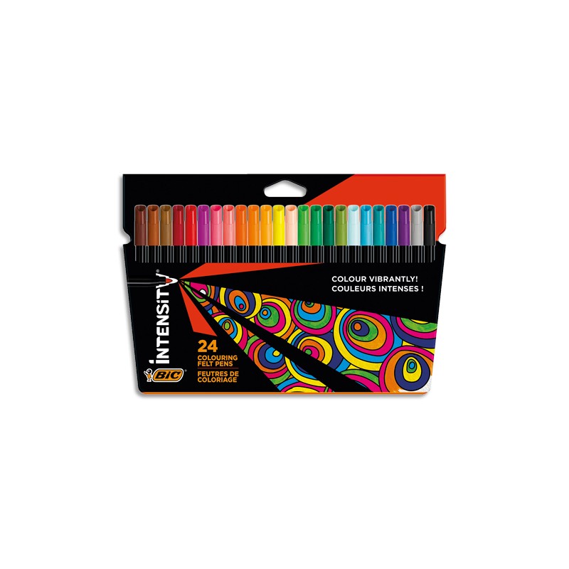 BIC Pochette de 24 crayons de couleurs INTENSITY UP assortis, corps triangulaire