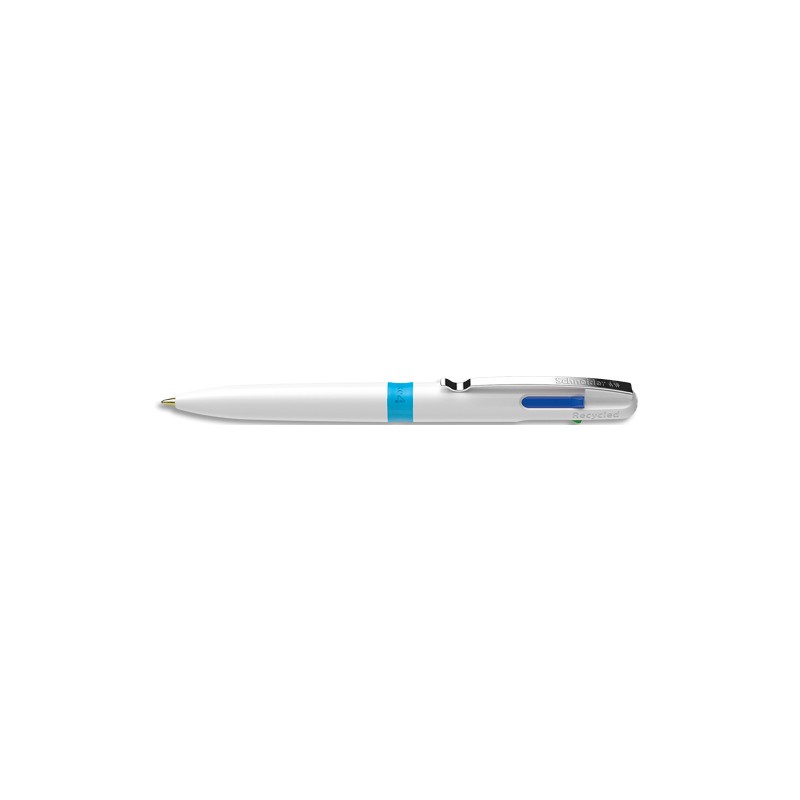 SCHNEIDER Stylo 4 couleurs, rechargeable corps blanc