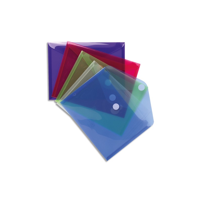 EXACOMPTA Sachet de 5 pochettes-enveloppes velcro A5 en polypropylène 2/10e. Coloris assortis