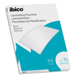 IBICO Pack de 100 pochettes de plastification brillantes A5, 75 microns 627314