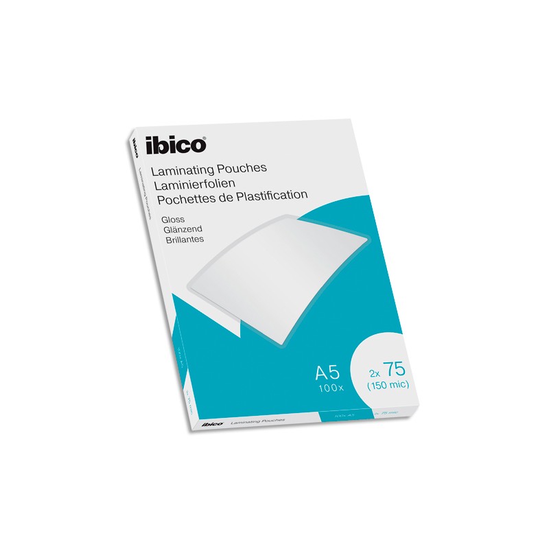 IBICO Pack de 100 pochettes de plastification brillantes A5, 75 microns 627314