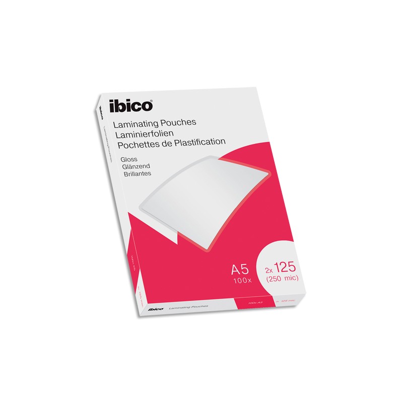 IBICO Pack de 100 pochettes de plastification brillantes A5, 125 microns 627315