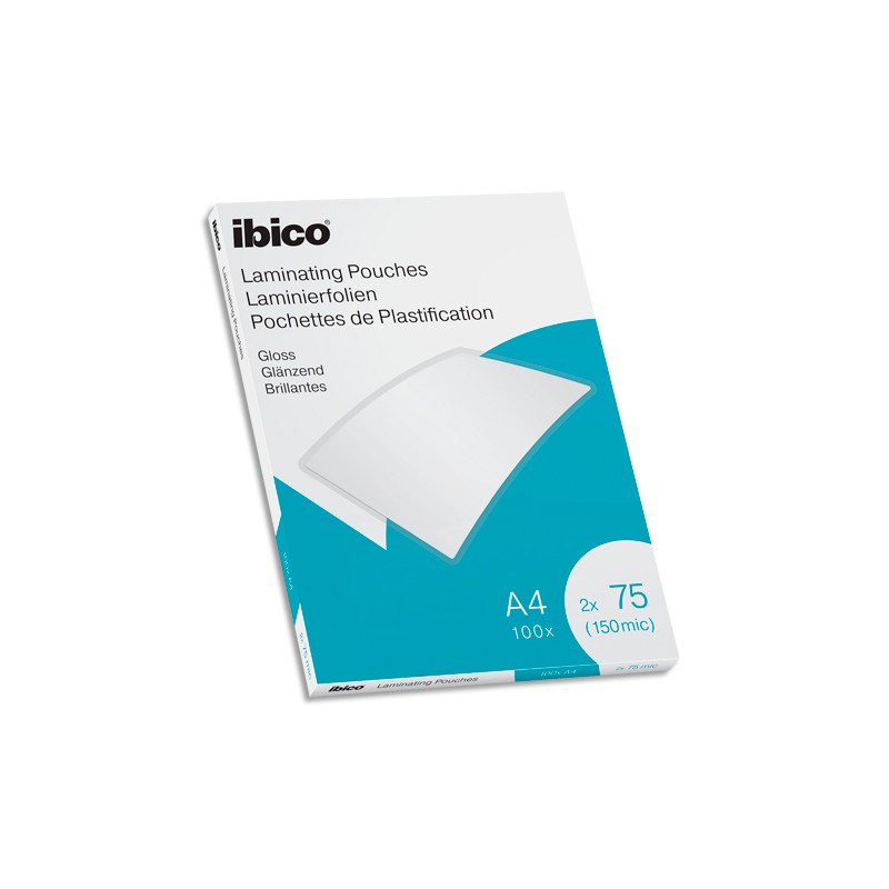 IBICO Pack de 100 pochettes de plastification brillantes A4, 75 microns 627316
