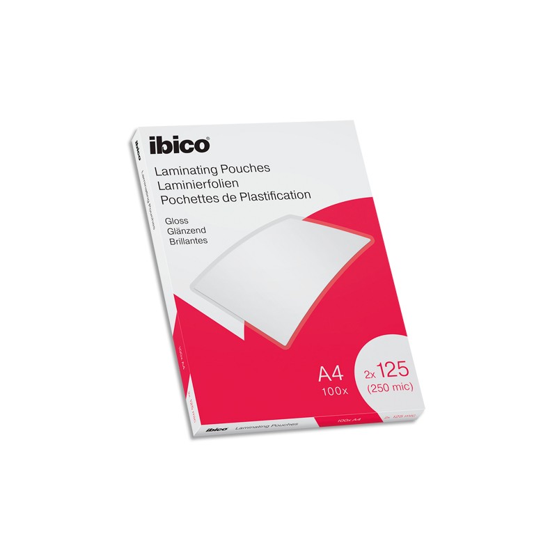 IBICO Pack de 100 pochettes de plastification brillantes A4, 125 microns 627318