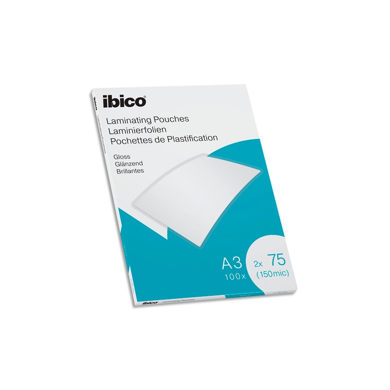 IBICO Pack de 100 pochettes de plastification brillantes A3, 75 microns 627319
