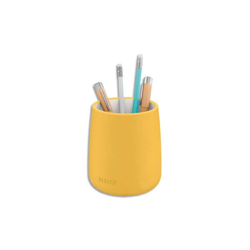 LEITZ Pot à crayons COSY. Dimensions : L9,2 x H13,8 x P9,2 cm. Coloris jaune.