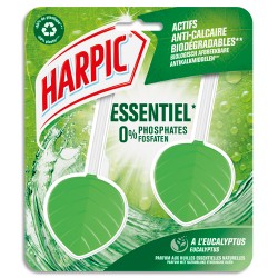 HARPIC Boîte de 2 Blocs cuvette Galet WC Essentiel parfum Eucalyptus, actifs anticalcaire biodégradables