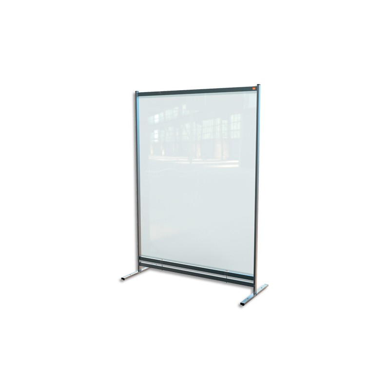 NOBO Cloison de séparation film PVC transparent, Large, sur pied mobile - Dimensions L148 x H206 x P61 cm