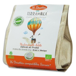 TERRAMOKA Paquet de 16 dosettes de Café bio Arabica du Brésil et du Mexique, compatibles Senseo