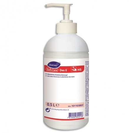 SOFT CARE Flacon pompe 500 ml de Gel hydro-alcoolique pour la désinfection des mains