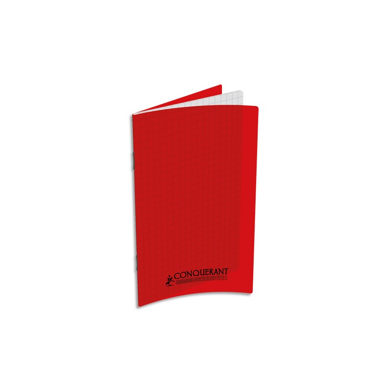 CONQUERANT C9 Carnet 90g, 9x14, 96 pages quadrillées 5x5, agrafé, couverture polypro Rouge