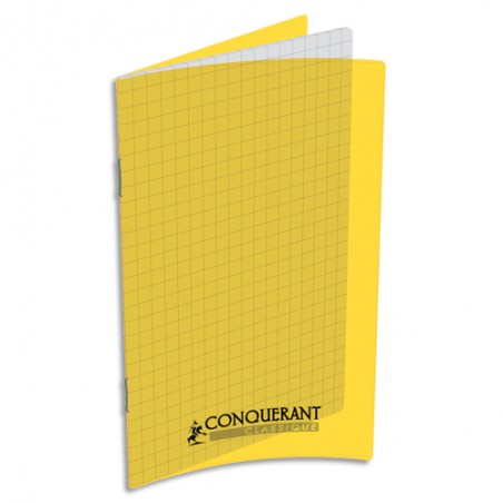 CONQUERANT C9 Carnet 90g, 11x17, 96 pages petits carreaux 5x5, agrafé, couverture polypro Jaune