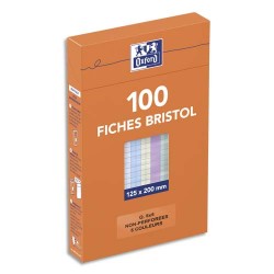 OXFORD Boîte distributrice 100 fiches bristol non perforées 125x200mm 5x5 assortis