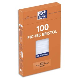 OXFORD Boîte distributrice 100 fiches bristol non perforées 125x200mm uni Blanc