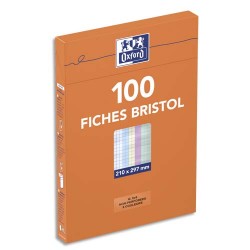 OXFORD Boîte distributrice 100 fiches bristol non perforées 210x297mm (A4) 5x5 assortis