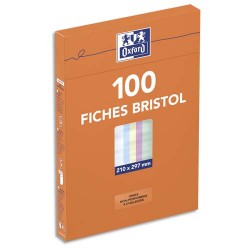 OXFORD Boîte distributrice 100 fiches bristol non perforées 210x297mm (A4) uni assortis