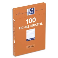OXFORD Boîte distributrice 100 fiches bristol non perforées 210x297mm (A4) uni Blanc