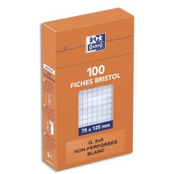 OXFORD Boîte distributrice 100 fiches bristol non perforées 75x125mm 5x5 Blanc