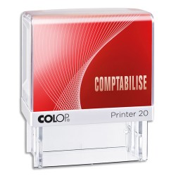 COLOP Timbre formule COMPTABILISE - Printer 20 L à encrage automatique Rouge. Dim.empreinte 14x38mm