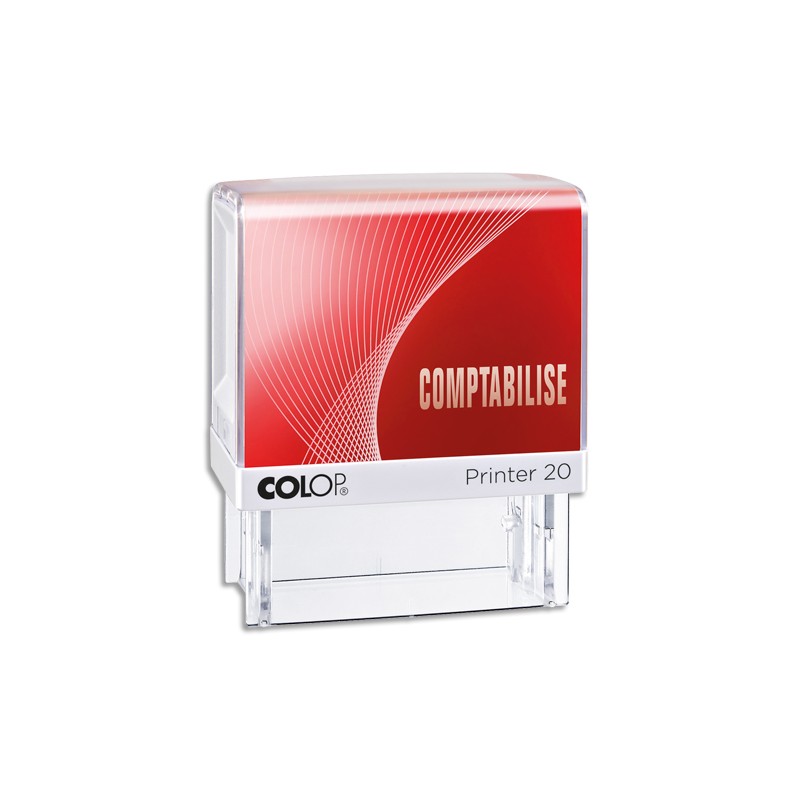 COLOP Timbre formule COMPTABILISE - Printer 20 L à encrage automatique Rouge. Dim.empreinte 14x38mm